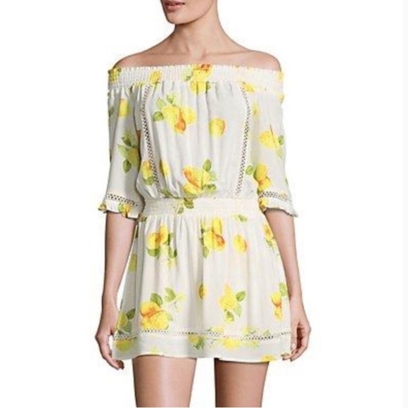 Saks Fifth Avenue Off the shoulder bell short sleeves dress romper Sz M - Picture 1 of 8